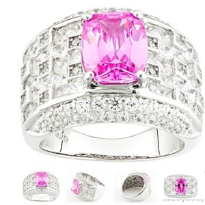 CZ Pink and white CZ Sterling Ring SZ 10